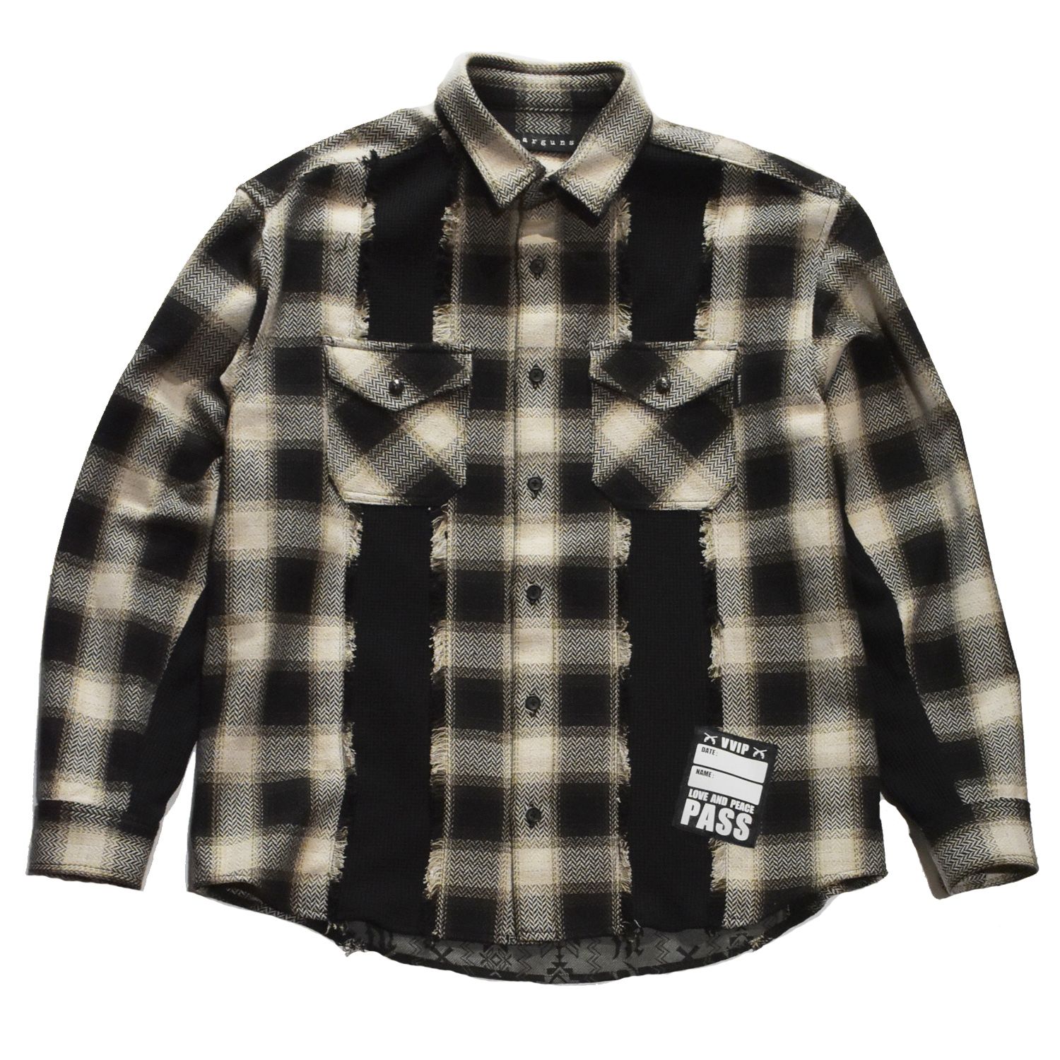 《予約品3月27日 23時55分締め》 JACQUARD SH / ジャガードシャツ / ブラック・ホワイト  【roarguns 】8月中入荷予定
