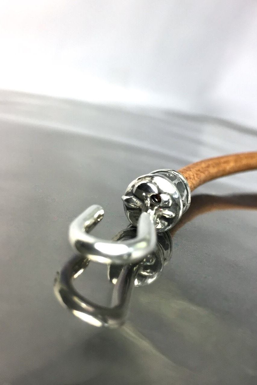 《受注生産》 LEATHER BRACELET PIPE HOOK ブレスレット / BROWN 【GOD SIZE】 注文から2～3週間後入荷予定