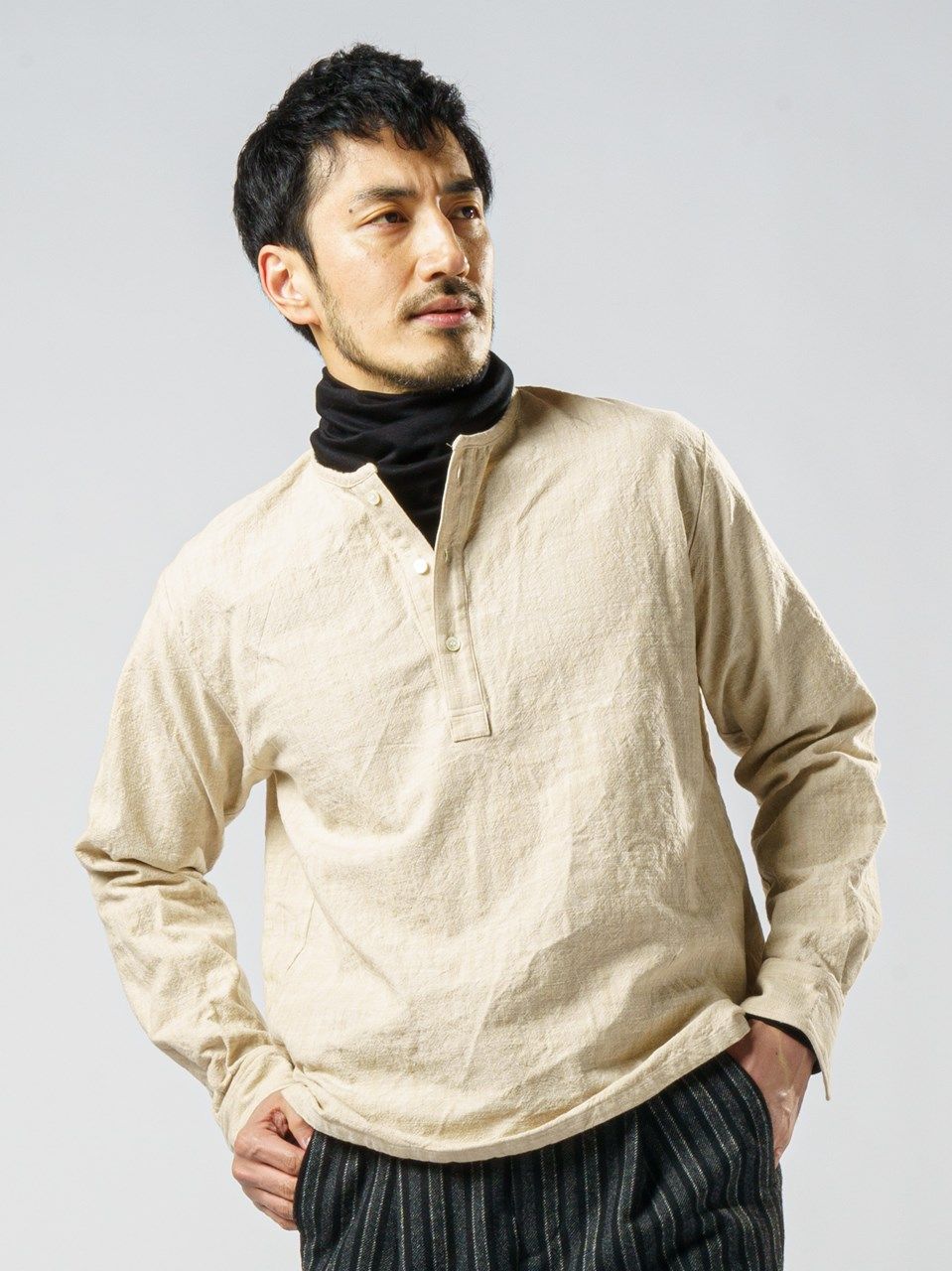 wjk cotton linen V neck knit