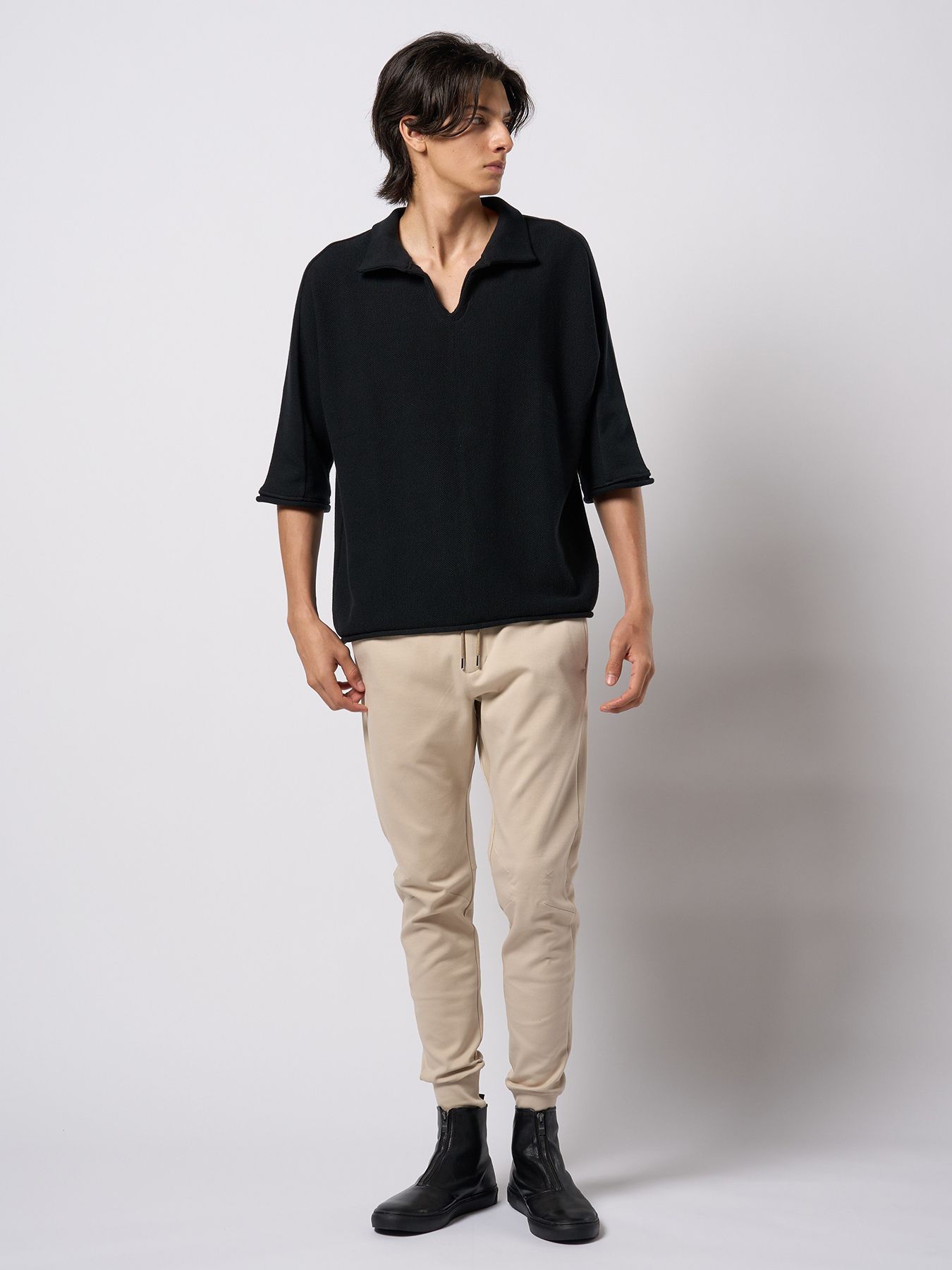 【予約品 9月23日(火) 締切】comfy skipper polo H/S / コンフィー スキッパーポロ ハーフスリーブ  / ブラック