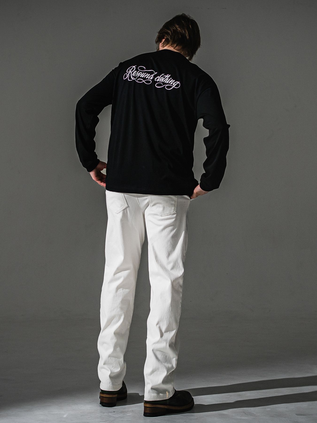 【予約品】PIN ST RC over longsleave Tee / ピンストライプロゴ オーバーサイズ ロングスリーブ Tシャツ / ブラック