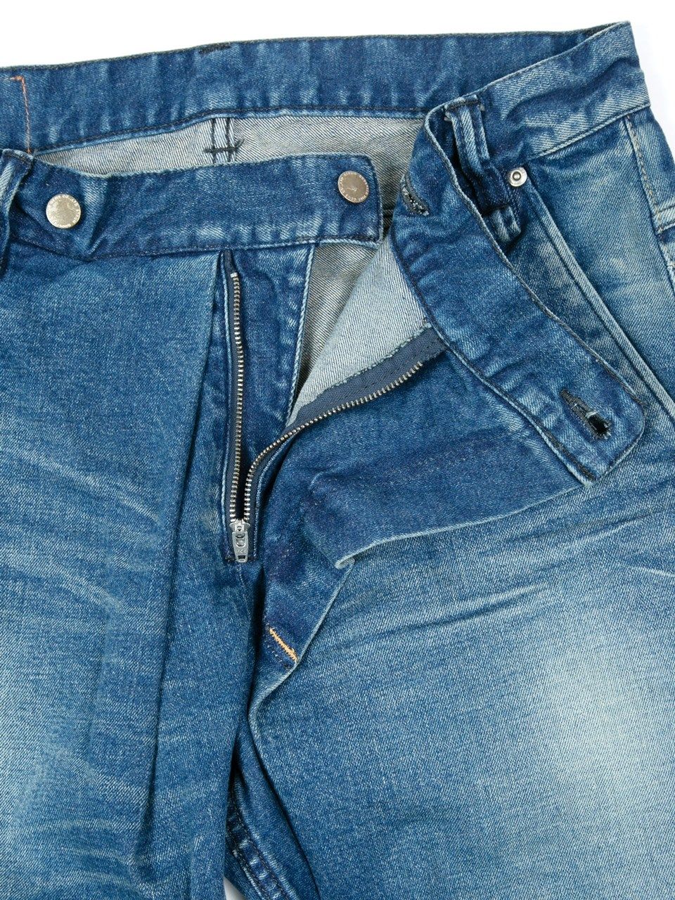 12.5oz Organic Cotton Stretch Over Lap Tight Straight Jeans / 12.5oz オーガニックコットン ストレッチデニム オーバーラップ タイトストレート ジーンズ / Over Down / インディゴ