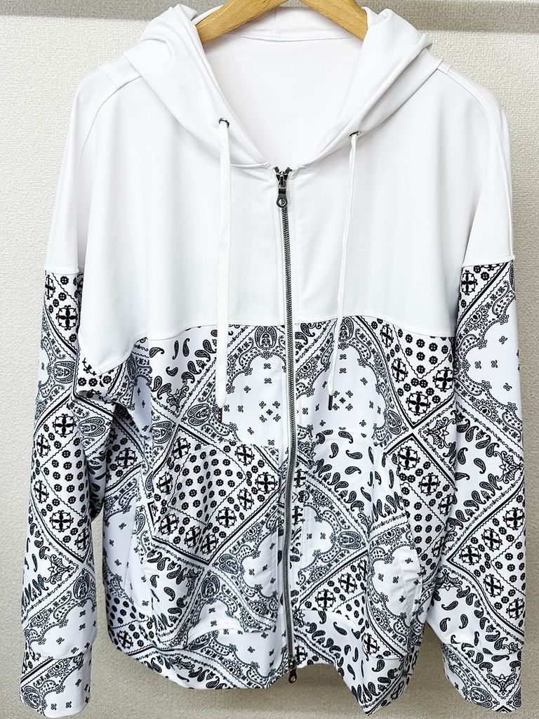 《予約品3月3日18：00締め》 Paisley RUSH OVER ZIPUP HOODIE / ラッシュガードパーカー / バンダナホワイト