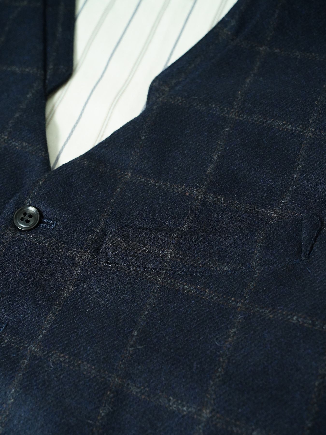 【予約品 7月5日(日) 締切】FRENCH GILET windowpane / ウィンドーペイン ウールベスト / ネイビーチェック