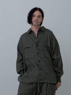 【予約品 11月23日(日) 締切】LINENOVERSHIRT / リネン ポロシャツ / CHARCOAL