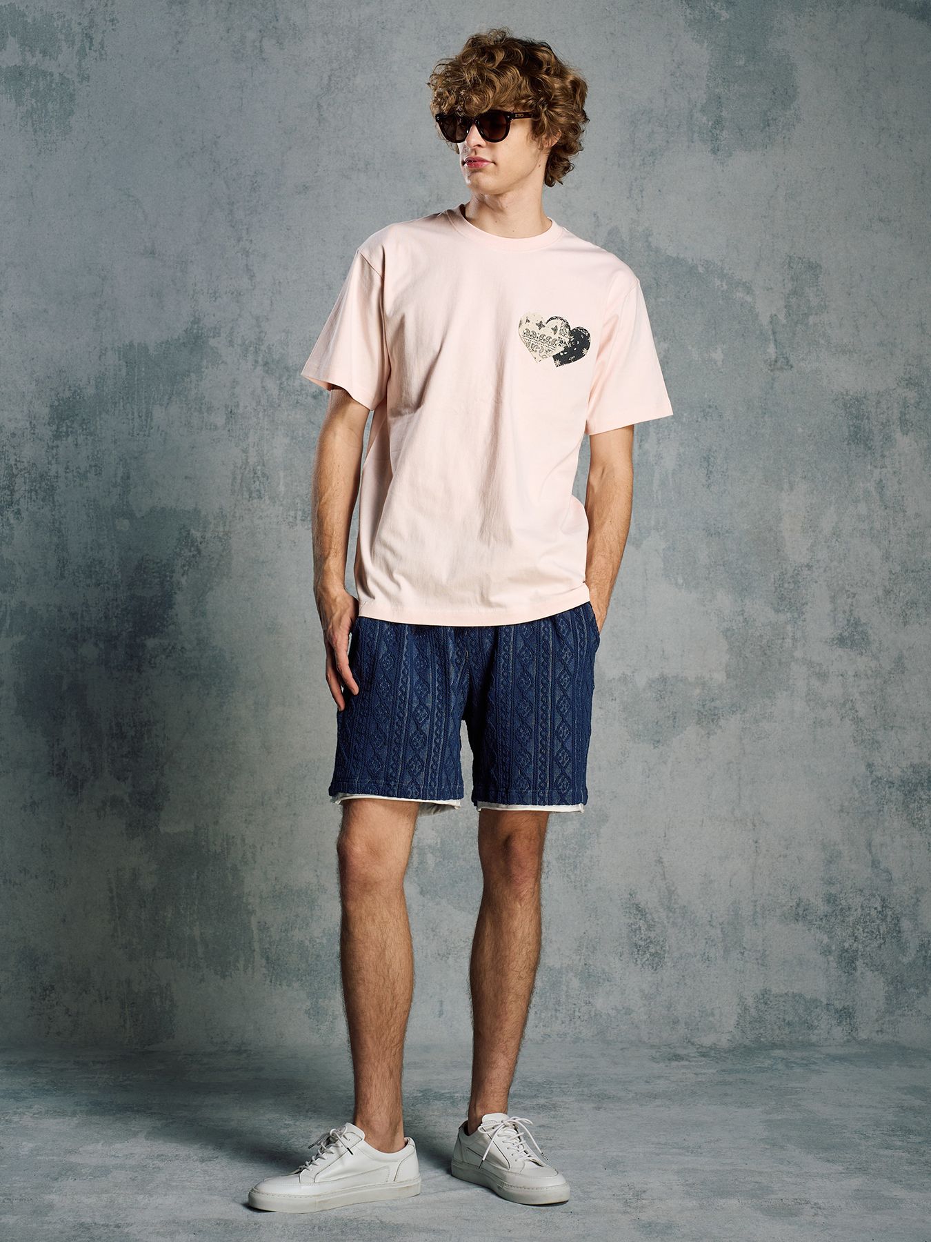 【予約品 1月25日(日) 締切】jacquard summer knit shorts / ジャガード サマーニット ショーツ / ネイビー