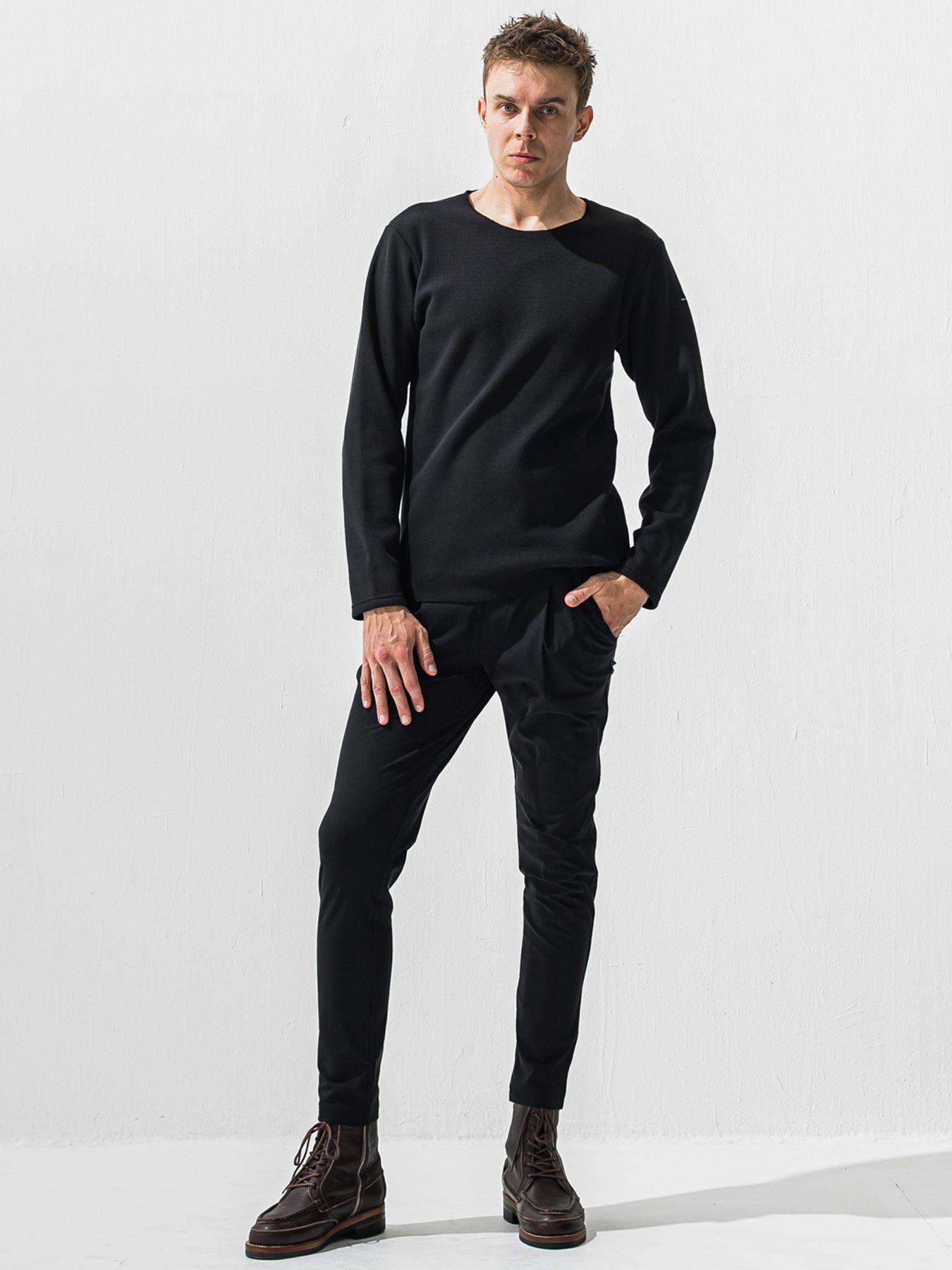 【予約品 9月6日(日) 締切】VELOURS FLEECE NEO THERMAL / 裏起毛 ハニカムサーマル ロングスリーブTシャツ / ブラック