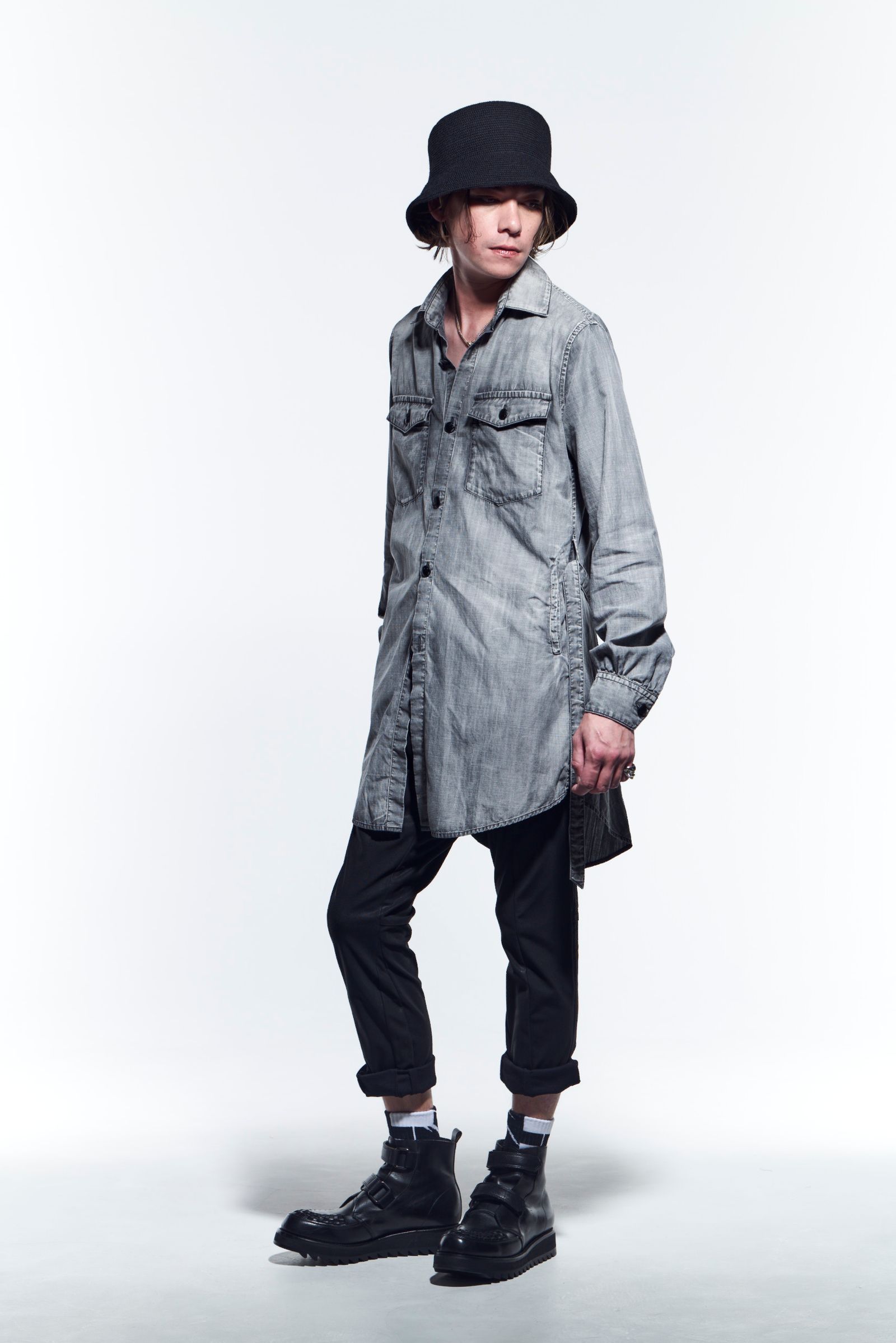 《予約品》 GatherSleevesShirts シャツ DungareeBleach / Grey 【kiryuyrik】 月入荷予定