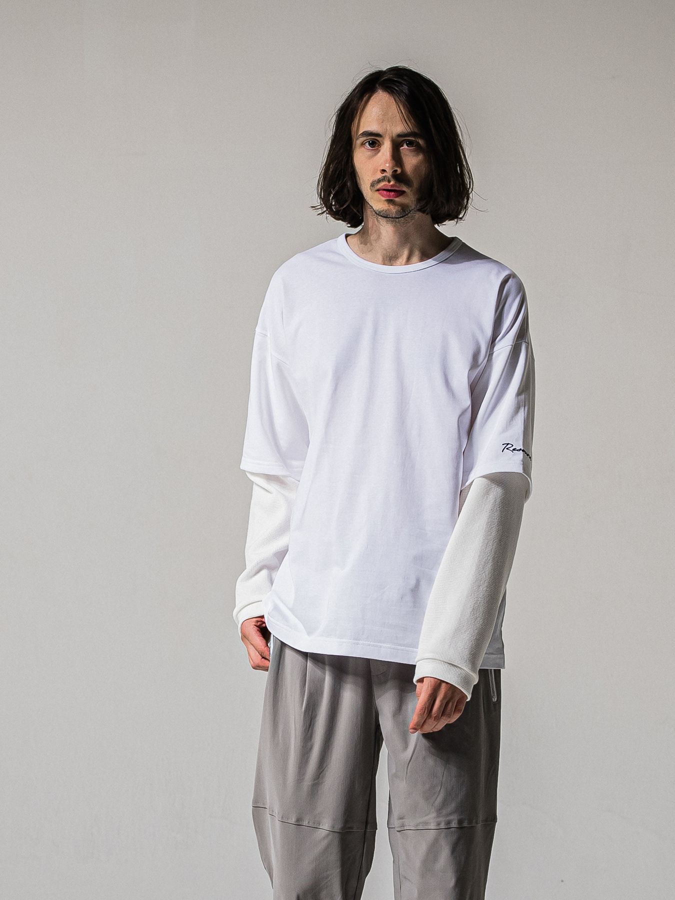 【予約品 11月16日(日) 締切】FAKE LAYERED WAFFLE LONGSLEEVE / フェイクレイヤード ワッフル ロングスリーブTシャツ / ブラック