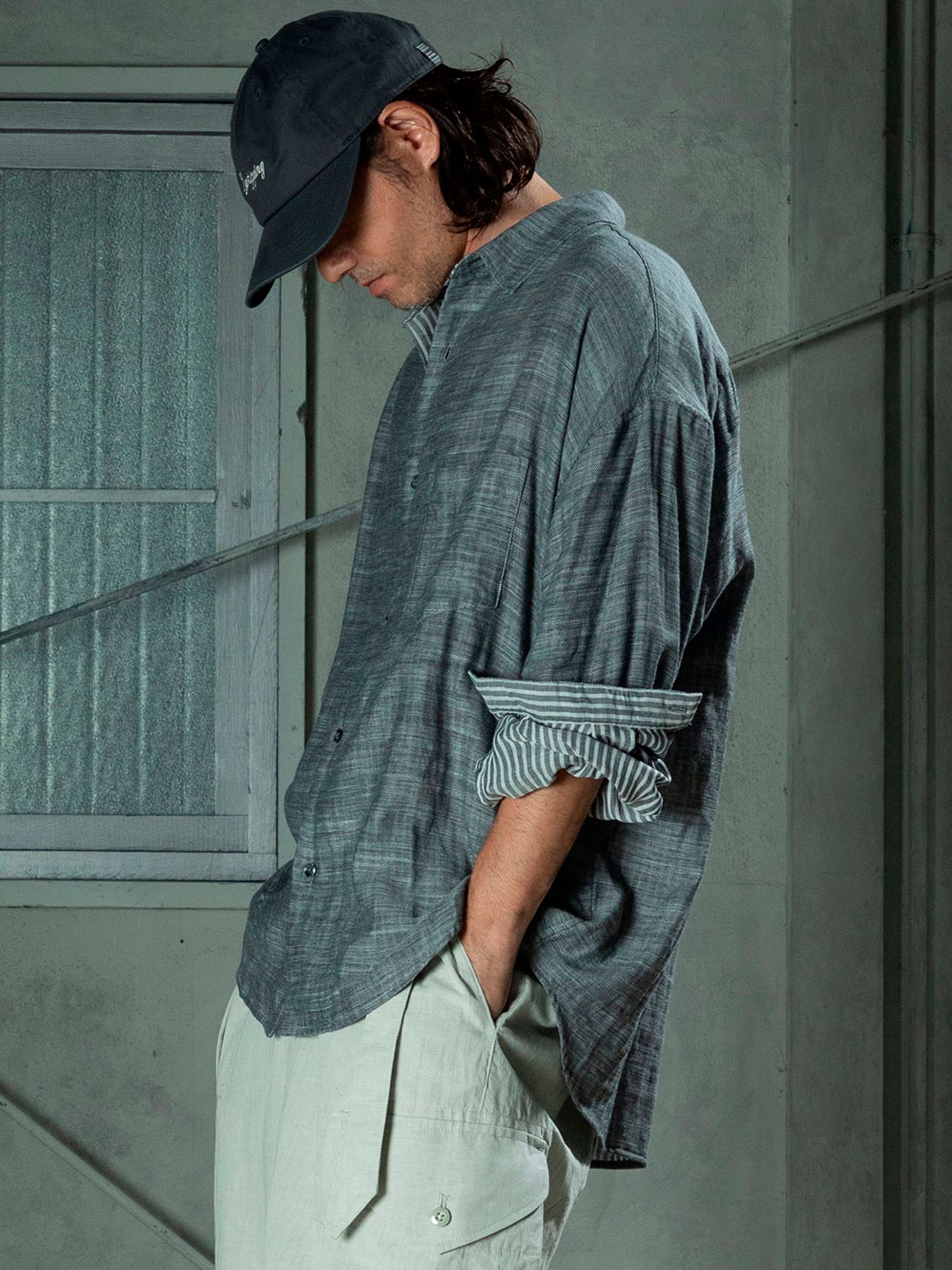 【予約品 11月9日(月) 締切】BACKSTRIPESHIRT / バックストライプシャツ / 杢グレー