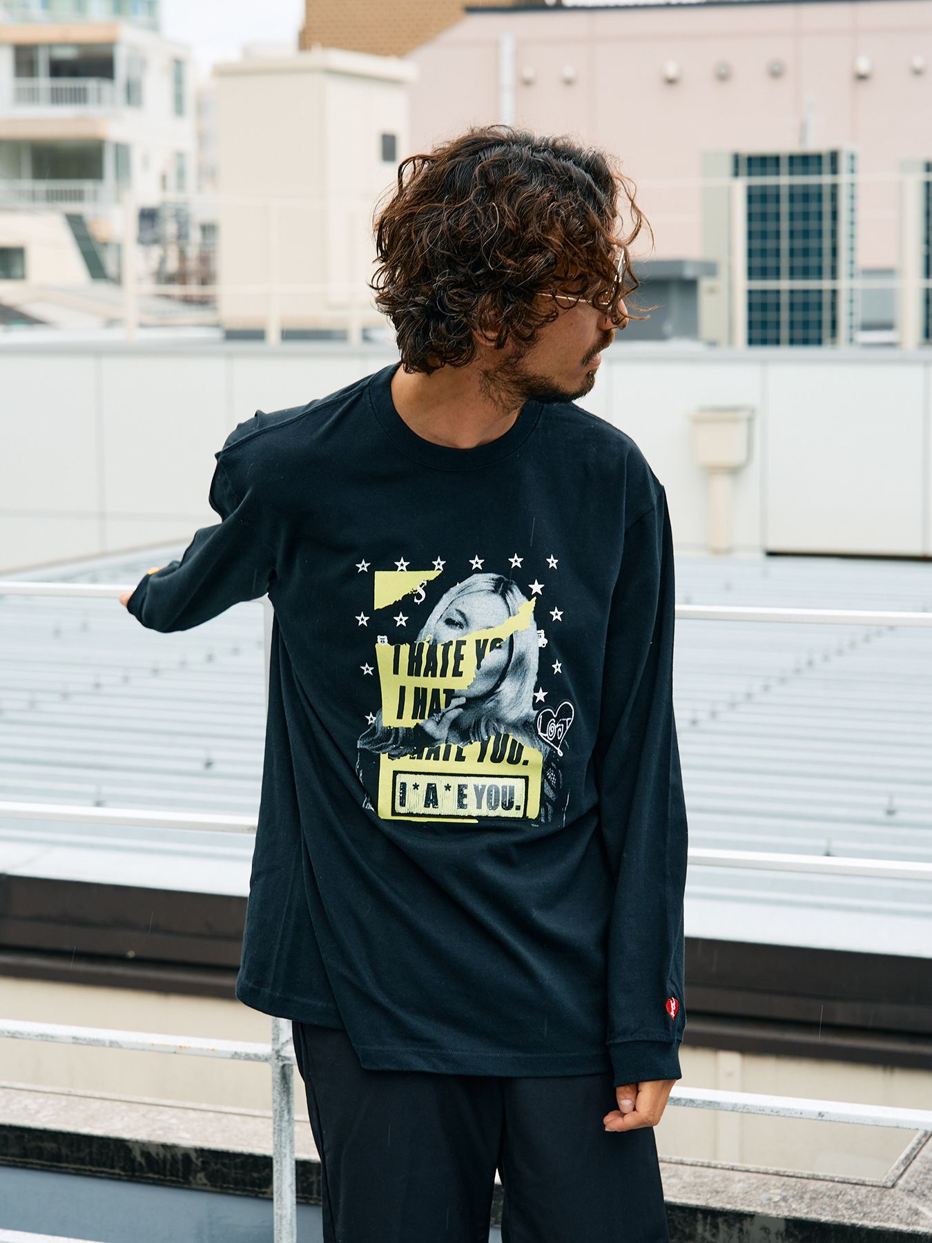 【予約品 5月8日(木) AM10時 締切】 5.6ozコットン天竺 I HATE YOU シークインLS Tシャツ / ブラック