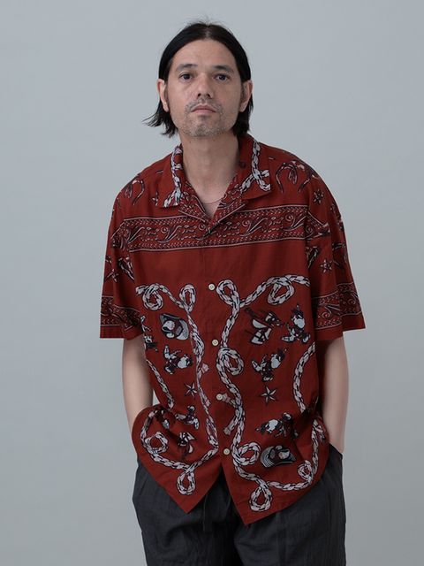 【予約品 】WESTERNBANDANA SHIRTS short / バンダナプリント シャツ / RED