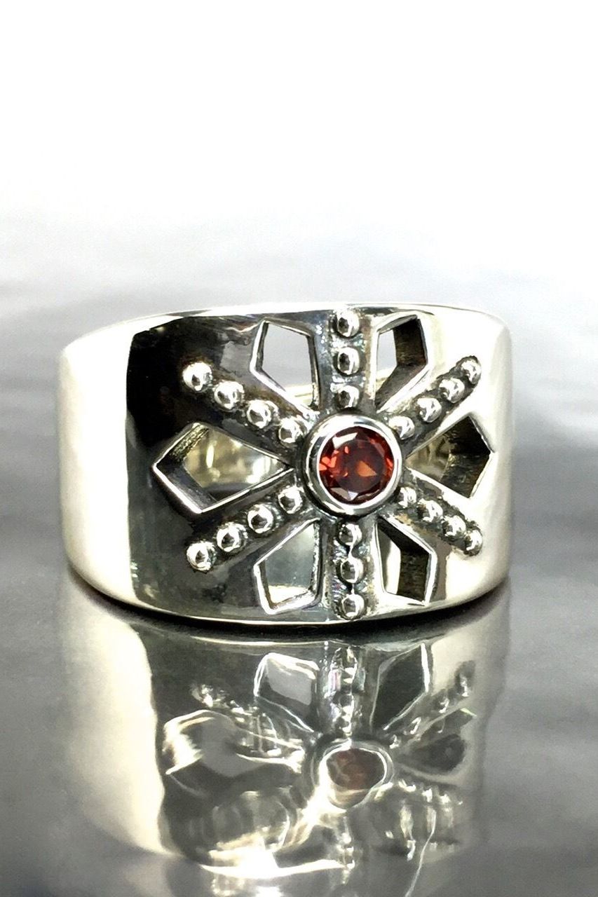 《受注生産》 STUD RING [F] with GARNET リング 【GOD SIZE】 注文から2-3週間後入荷予定