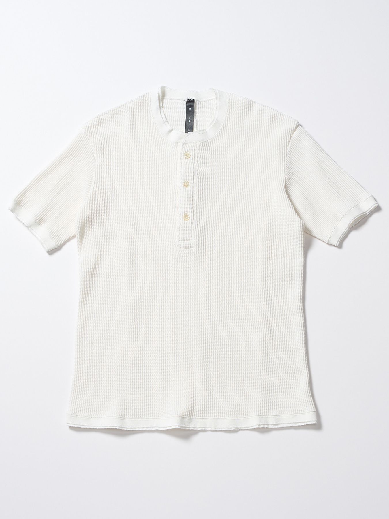 【予約品 1月25日(日) 締切】waffle henley S/S / ワッフルヘンリー ショートスリーブ / ホワイト