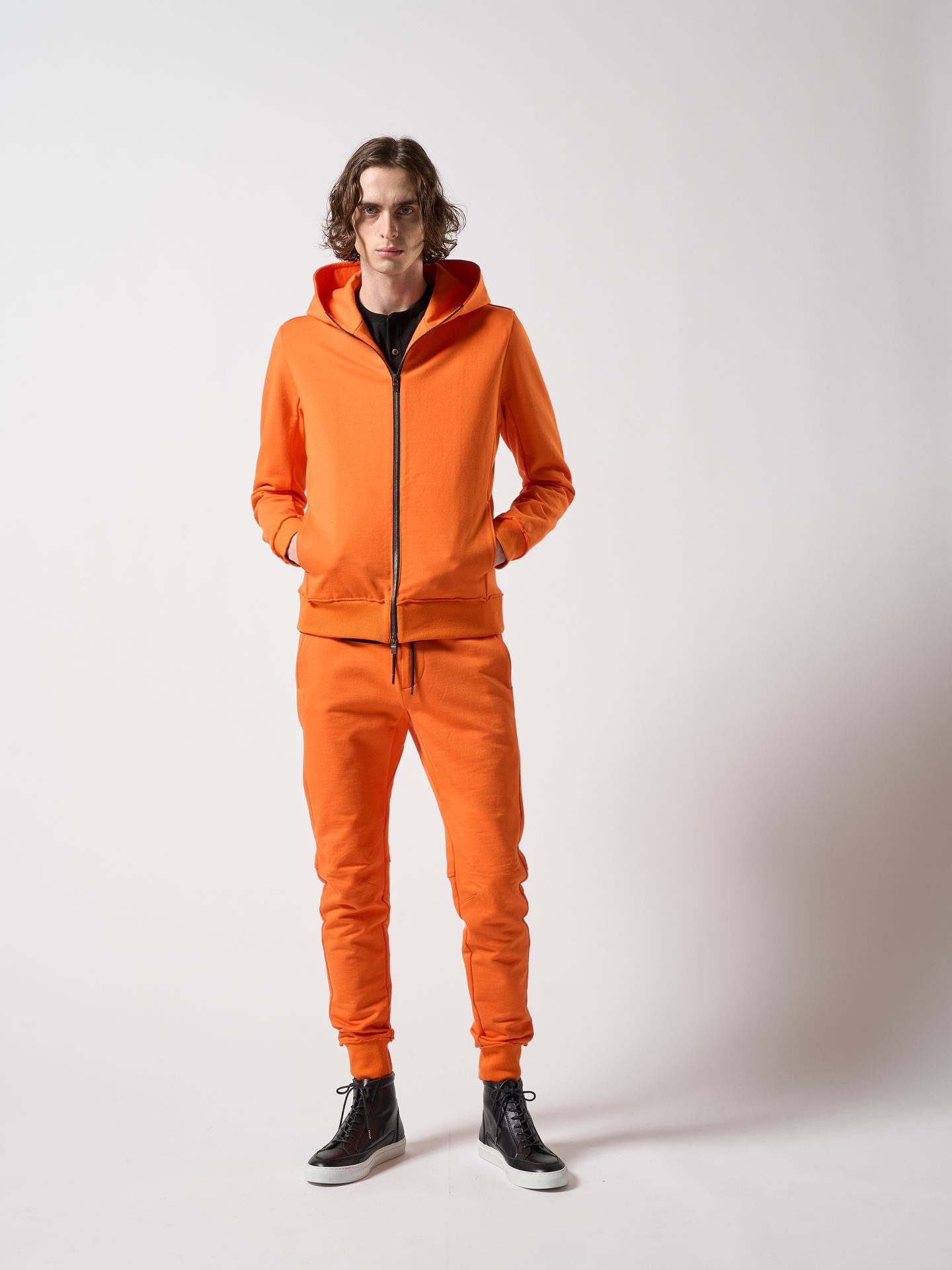 【予約品】 basic rib sweat pants / スウェットパンツ / オレンジ
