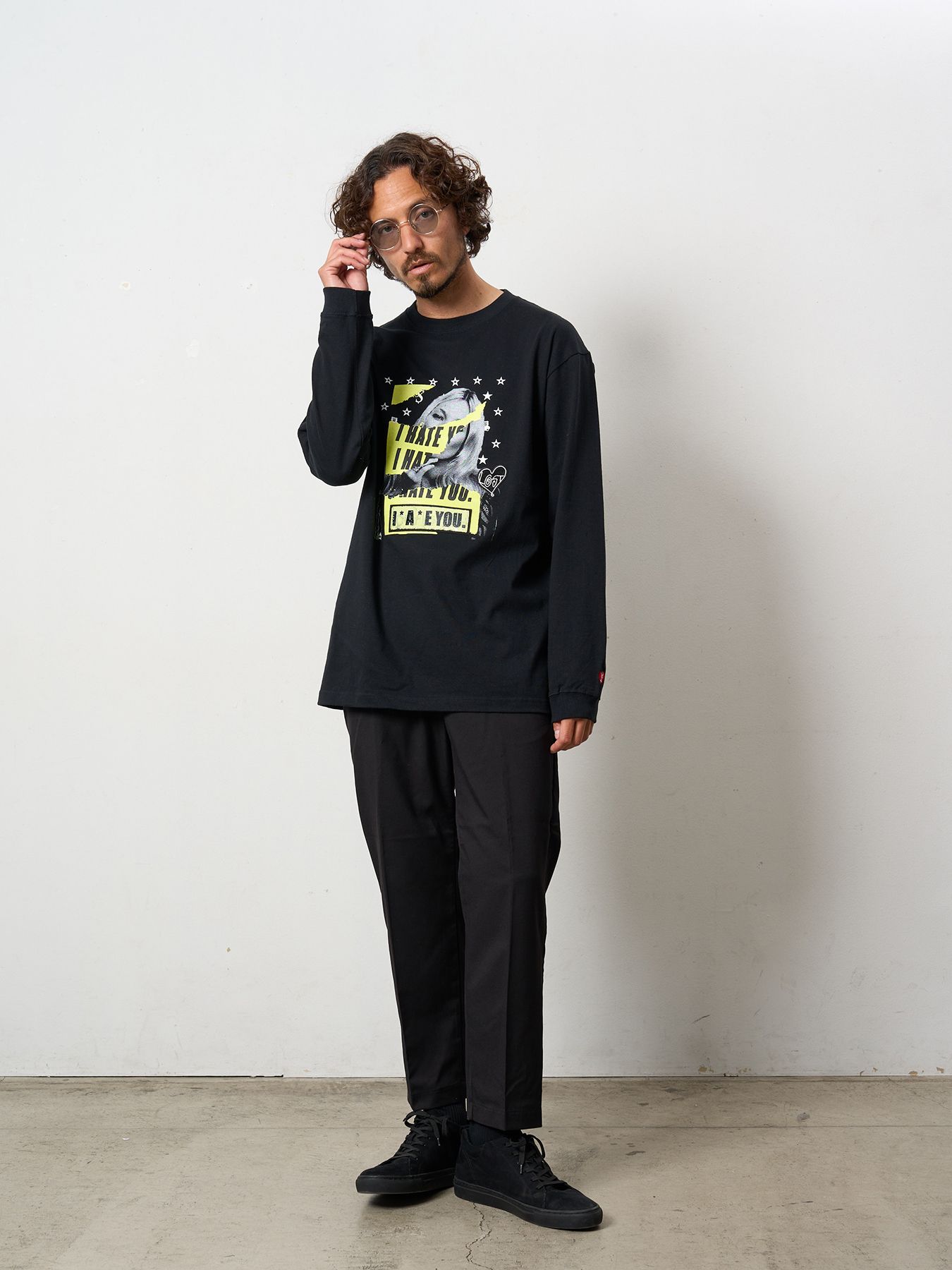 【予約品 5月8日(木) AM10時 締切】 5.6ozコットン天竺 I HATE YOU シークインLS Tシャツ / ブラック