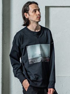 《予約11月17日19時締め》 EX sweat Photo drop trainer / トレーナー / ブラック