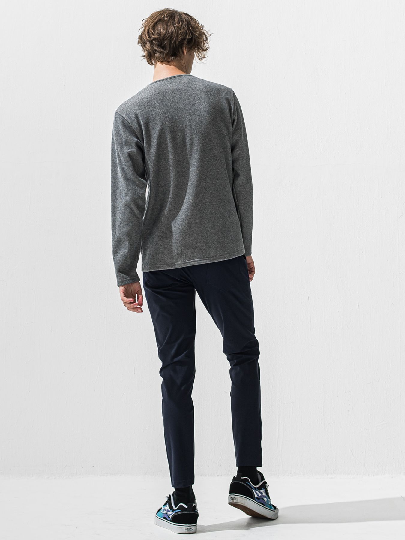 【予約品 9月6日(日) 締切】VELOURS FLEECE THERMAL HENRY / 裏起毛ハニカムサーマルヘンリーネック / グレー