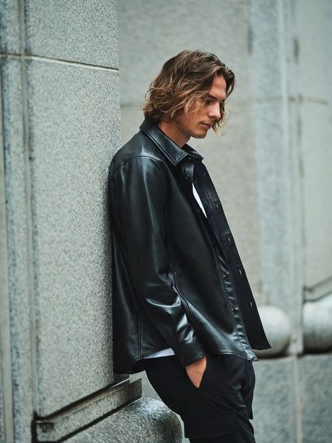 (予約品2023年10月19日18時締め)  Leather Shirt Jacket / レザーシャツジャケット / ブラック