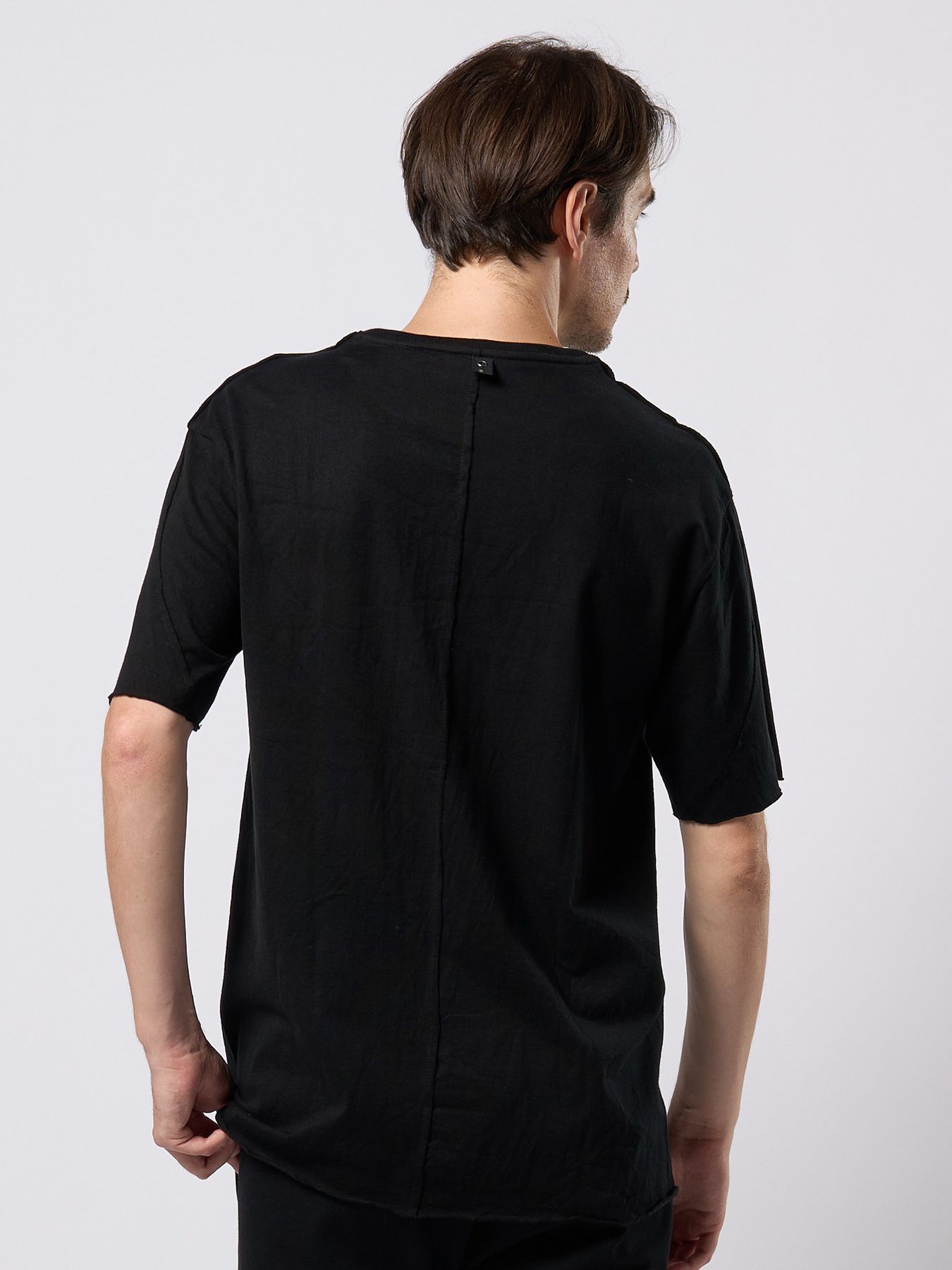 【予約品 9月23日(火) 締切】wide cut-off crew-neck S/S / ワイド カットオフ クルーネック ショートスリーブ / ディープブラック