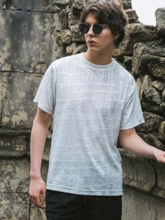 RANDOM HOUNDSTOOTH JACQUARD T-SHIRT / ホワイト【1PIU1UGUALE3 RELAX 】