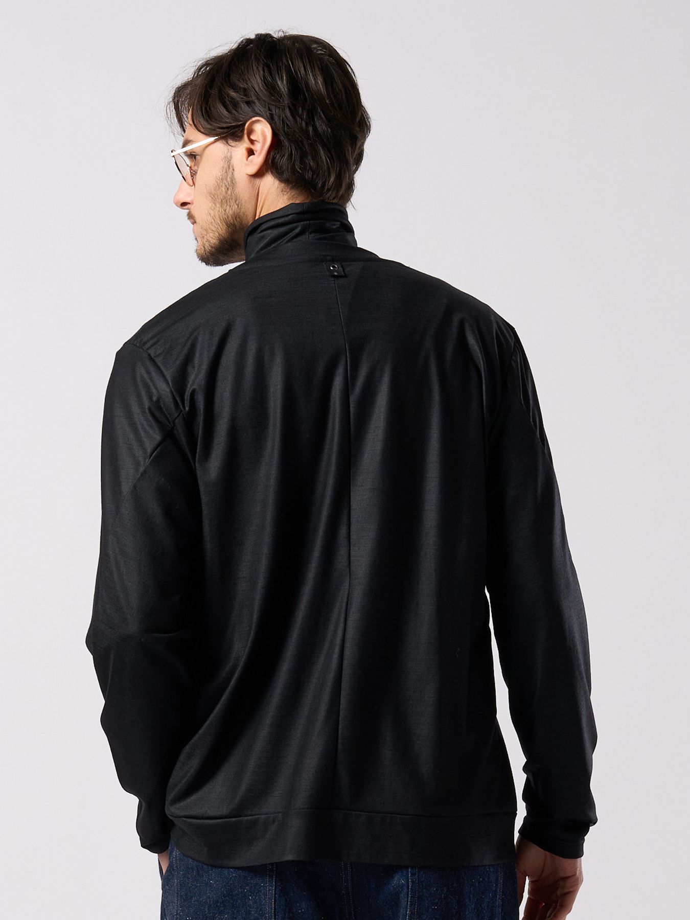 【予約品 4月19日(日) 18時締切】ex.comfy wool middle cardigan / メリノウールジャージー カーディガン / ブラック