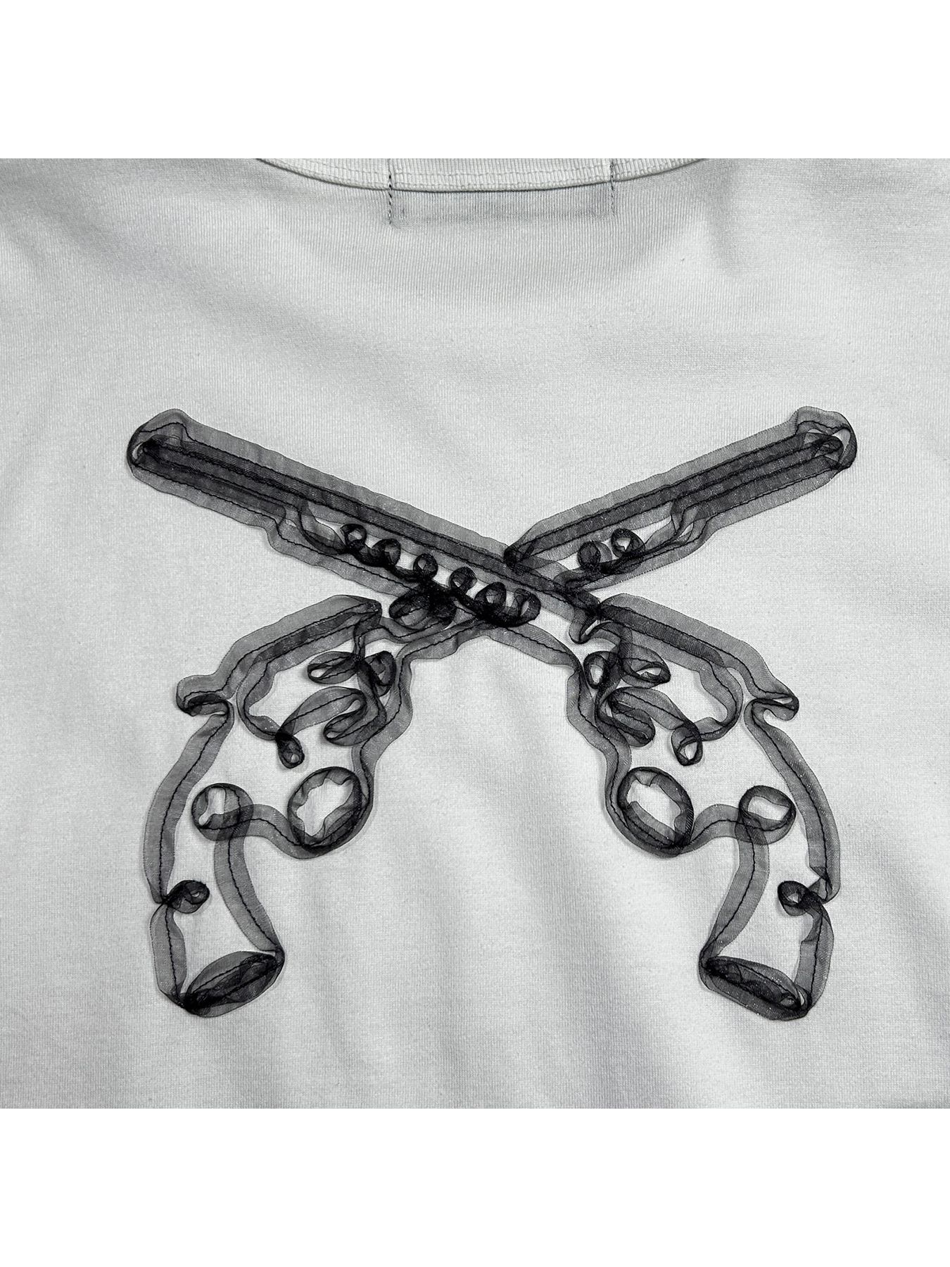 【予約品 8月10日(日) 締切 】WOMENS ORGANDY CROSSGUN T / オーガンジー クロスガン Tシャツ / ホワイト