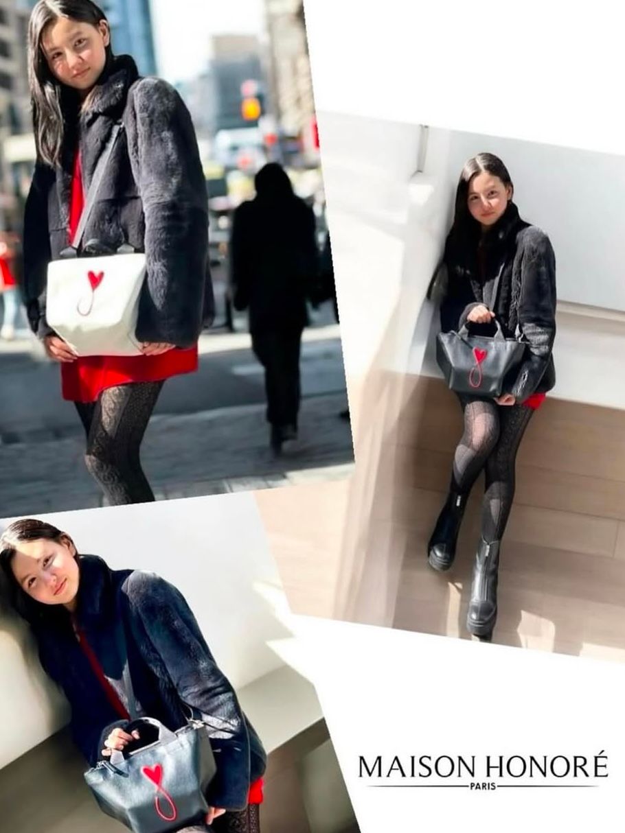 Tiphanie Shoulder バック ブラック×レッド メゾンオノレ パリMAISON HONORE PARIS