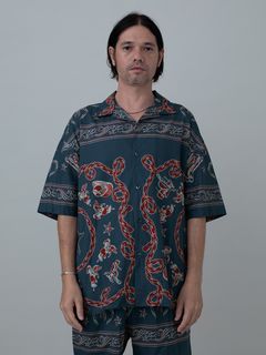 【予約品 11月23日(日) 締切】WESTERNBANDANA SHIRTS short / バンダナプリント シャツ / NAVY