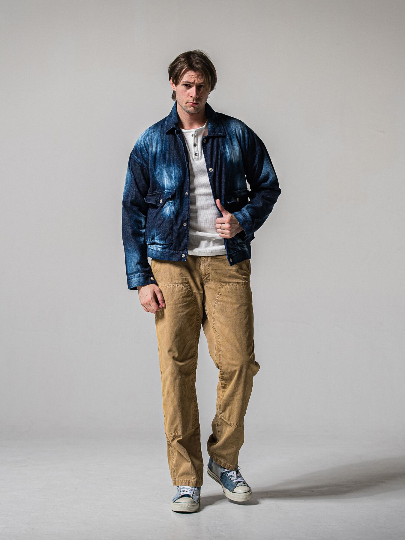 【予約品 11月16日(日) 締切】WAFFLE HENRY / ワッフルサーマル ヘンリーネック / ホワイト