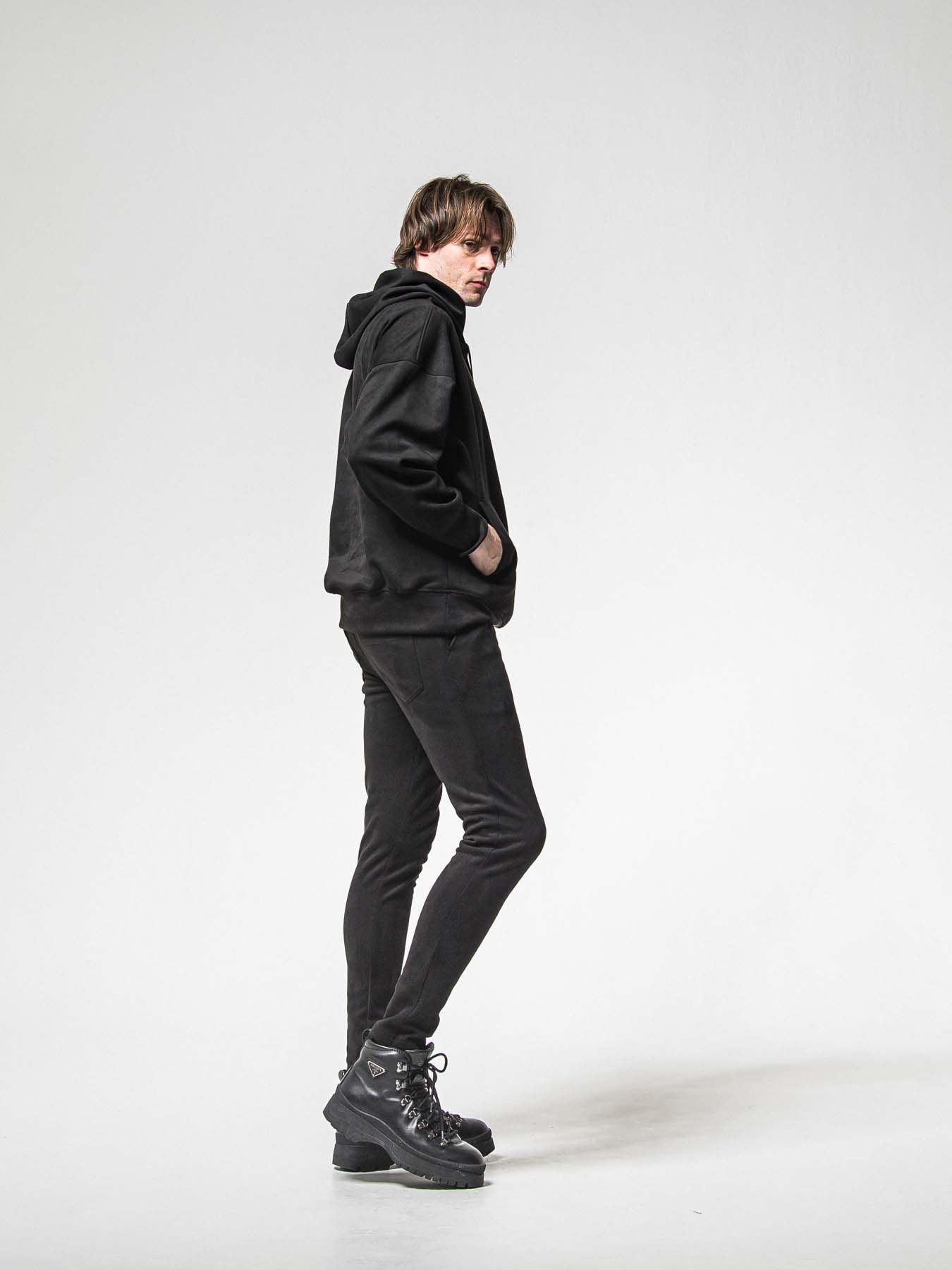 【予約品 8月31日(日) 締切】CHRIS EASY SUEDE TUCK PANTS / クリス イージー スウェードタックパンツ / ブラック