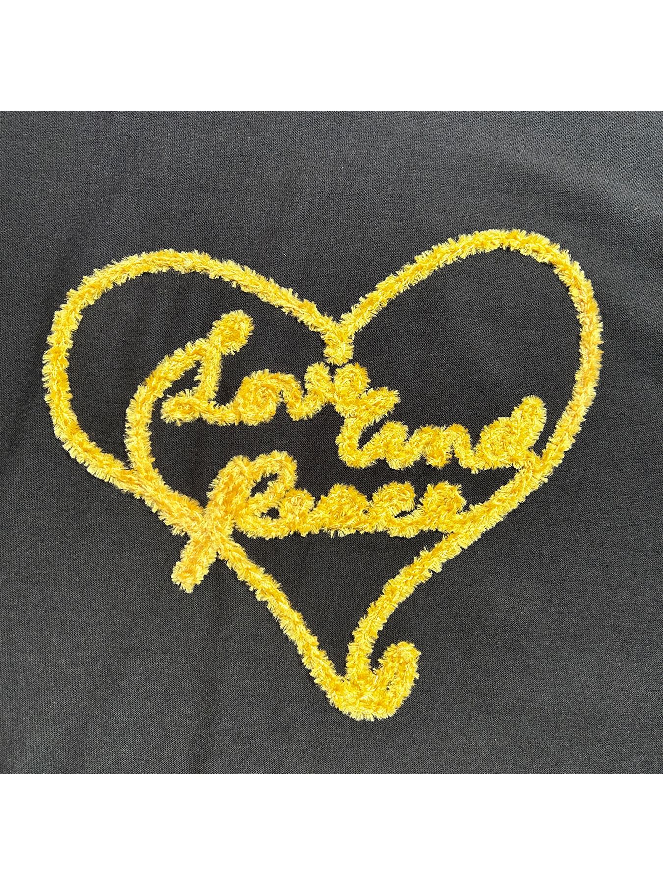 【予約品 8月10日(日) 締切 】WOMENS OHEART YARN EMB T / ハート ヤーン エンブロイダリー Tシャツ / ブラック
