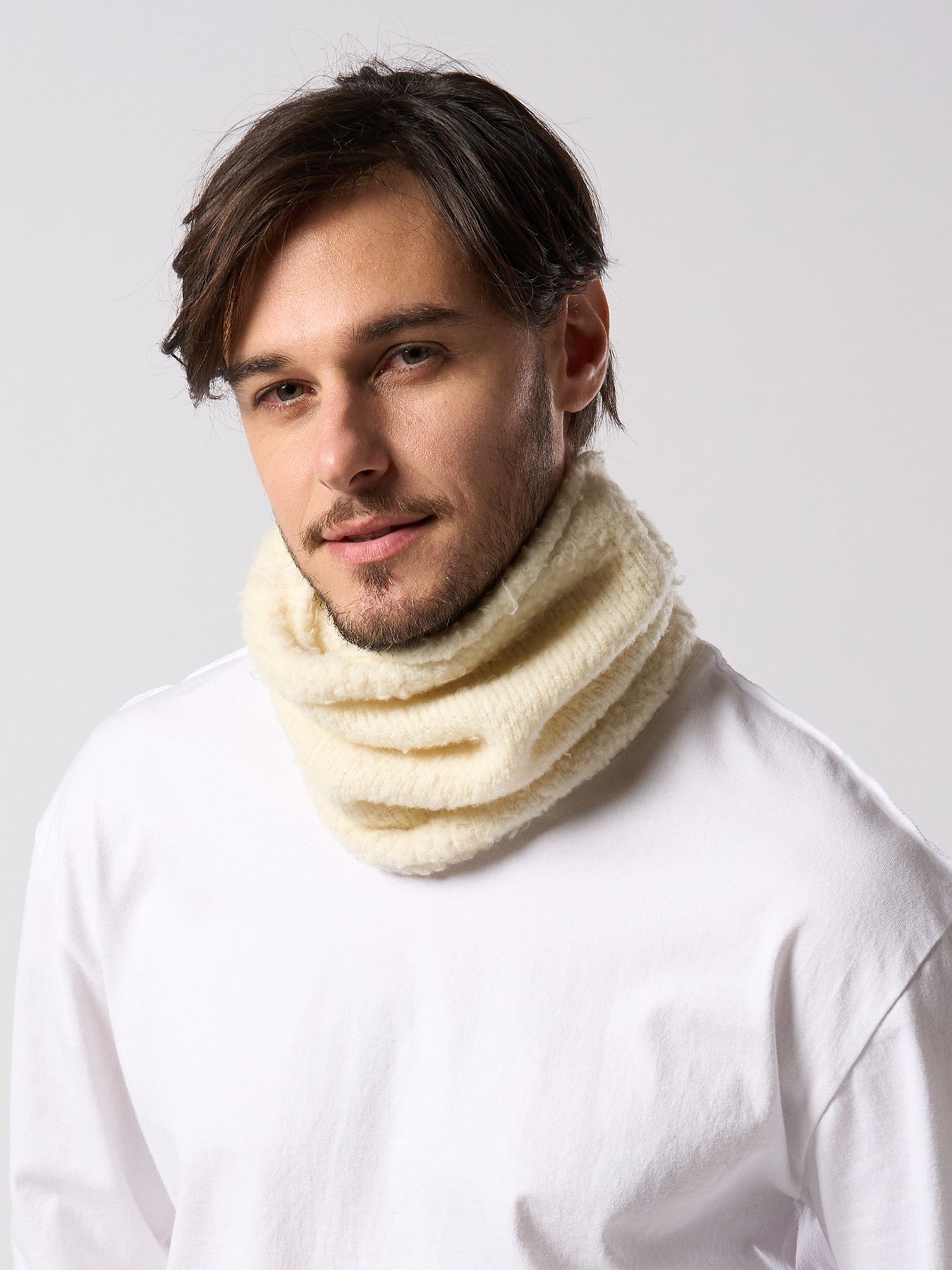 【予約品 4月19日(日) 18時締切】fancy yarn knit snood / ニットスヌード / チャコール