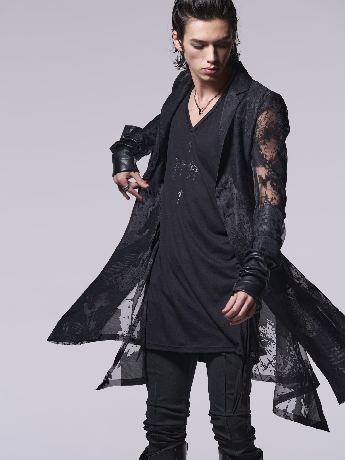 《予約品》  蝶オパール加工FlareJacket / フレアジャケット / ブラック