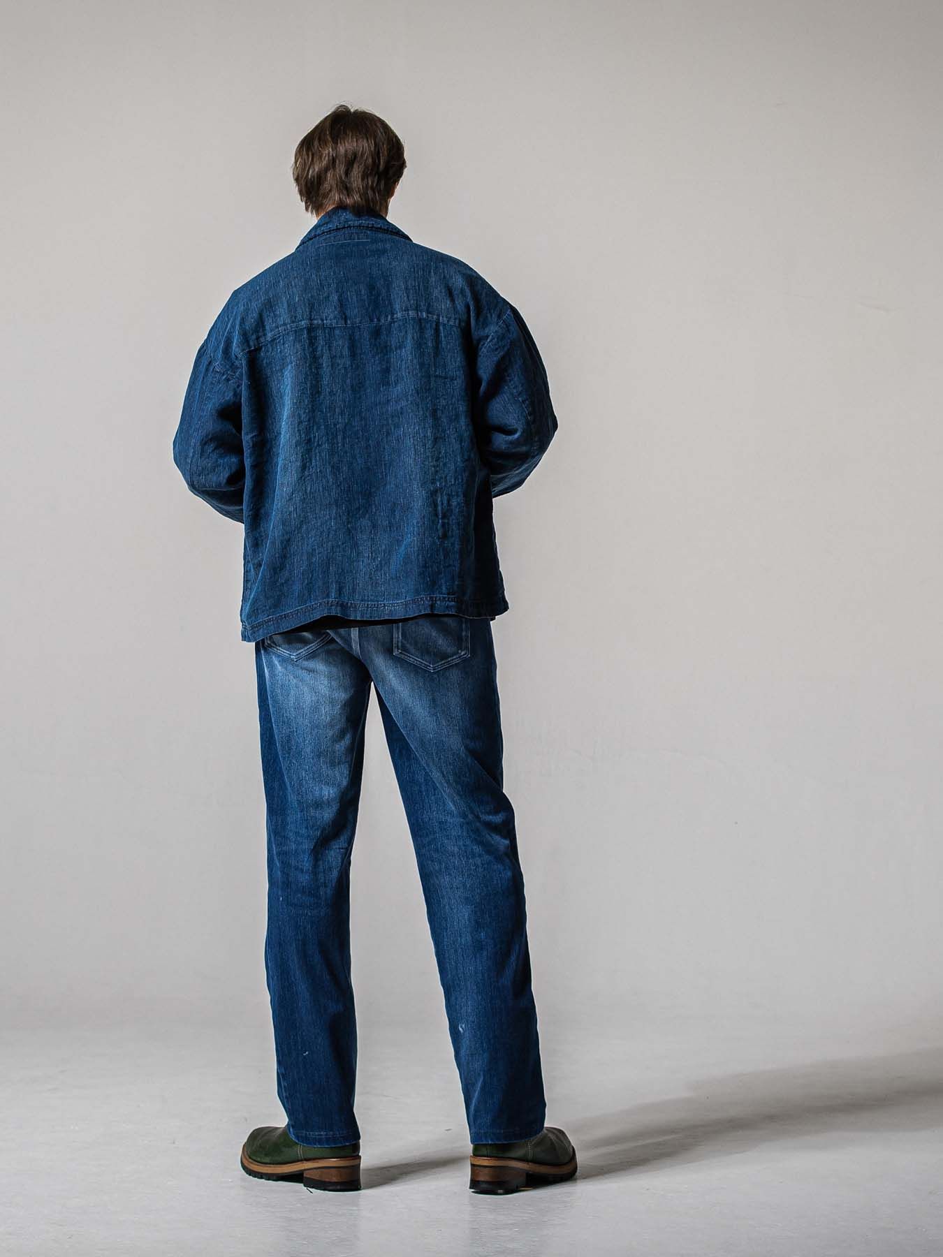 【予約品 11月16日(日) 締切】DENIM JERSEY WIDE PT / デニムジャージ セミワイドシルエット ワンタックイージーパンツ / ダークインディゴ
