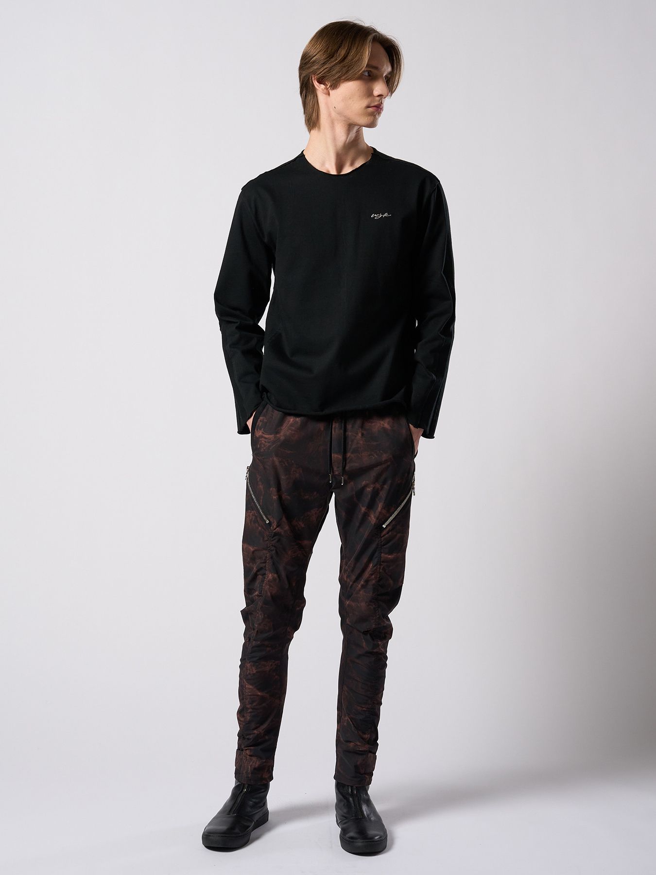 【予約品 4月19日(日) 18時締切】tight jersey cut-off L/S / タイトジャージー カットオフ ロングスリーブ / ブラック