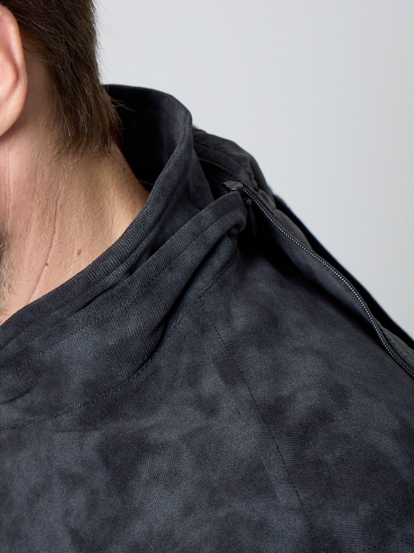 ムラプリントスタンドアップジップブルゾン / ライトグレー【HIDEAWAYS】