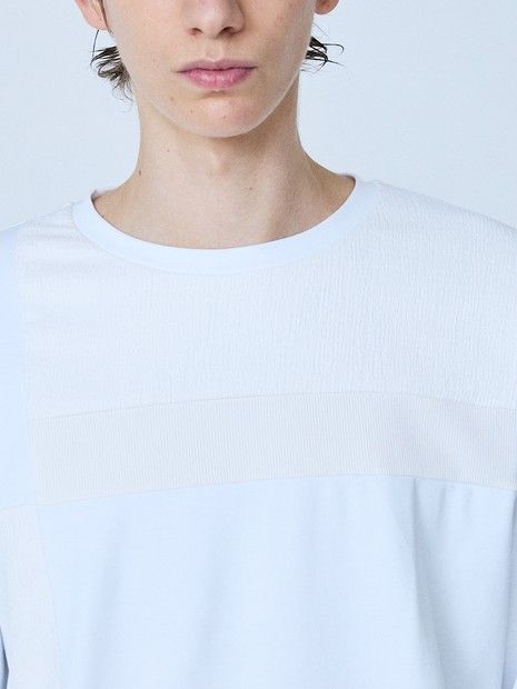 3素材コンビネーション 長袖 TシャツWHITE【5351 POUR LES HOMMES】