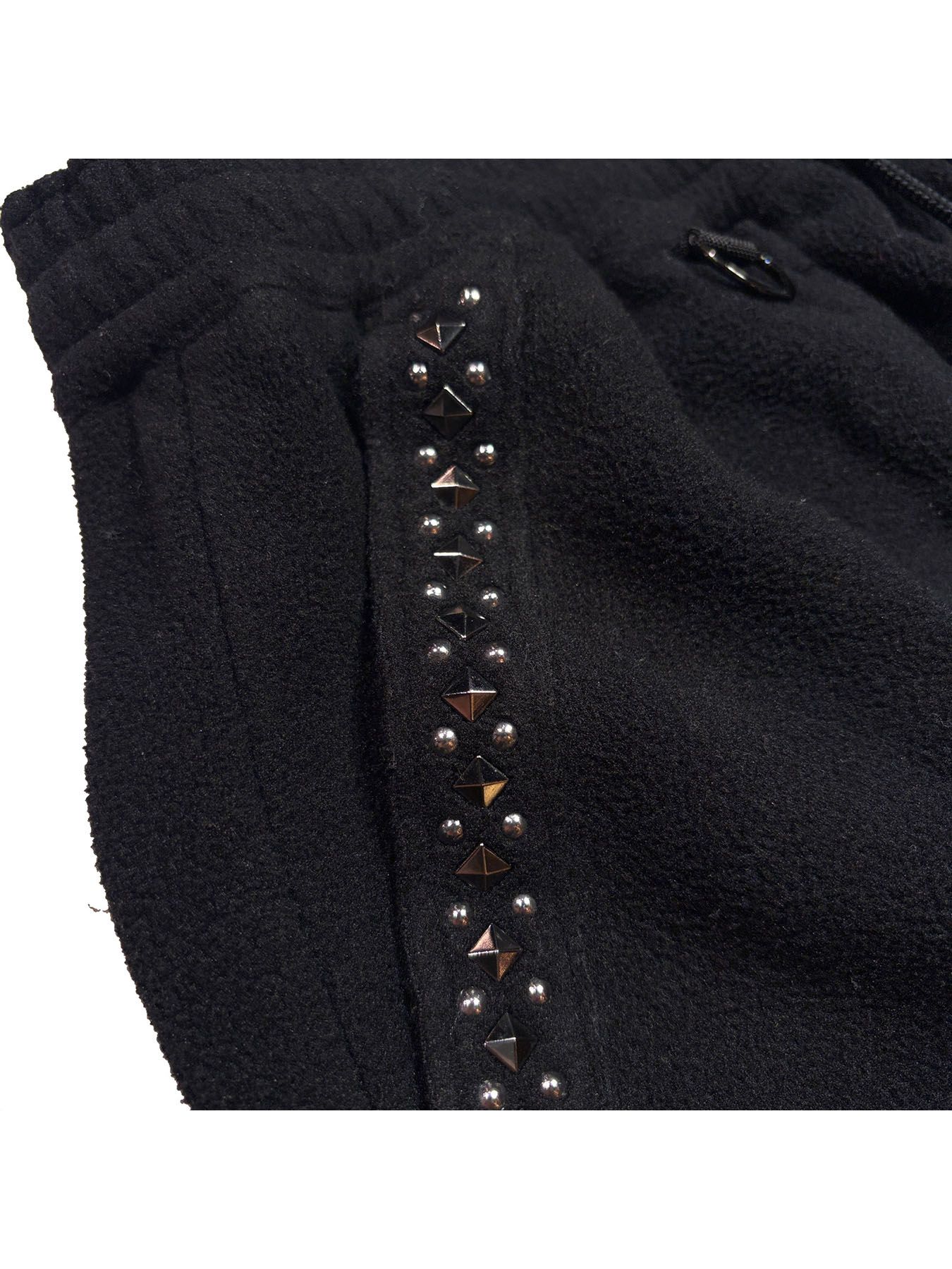 【予約品 3月9日(月) 18:00 締切】FLEECE STUDZ PT CRY / クリスタルクロスガン スタッズ フリース イージーパンツ / ブラック