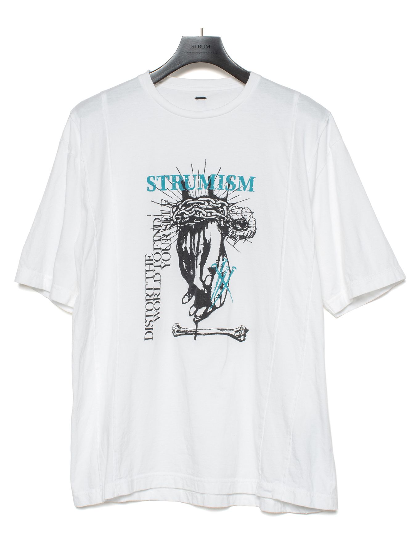 【予約品 9月27日(日) 締切】30/-ナチュラルソフト天竺 クルーネック ハーフスリーブ プリント ワイドTシャツ / WHITE