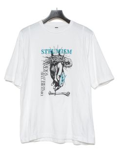 【予約品 9月27日(日) 締切】30/-ナチュラルソフト天竺 クルーネック ハーフスリーブ プリント ワイドTシャツ / WHITE