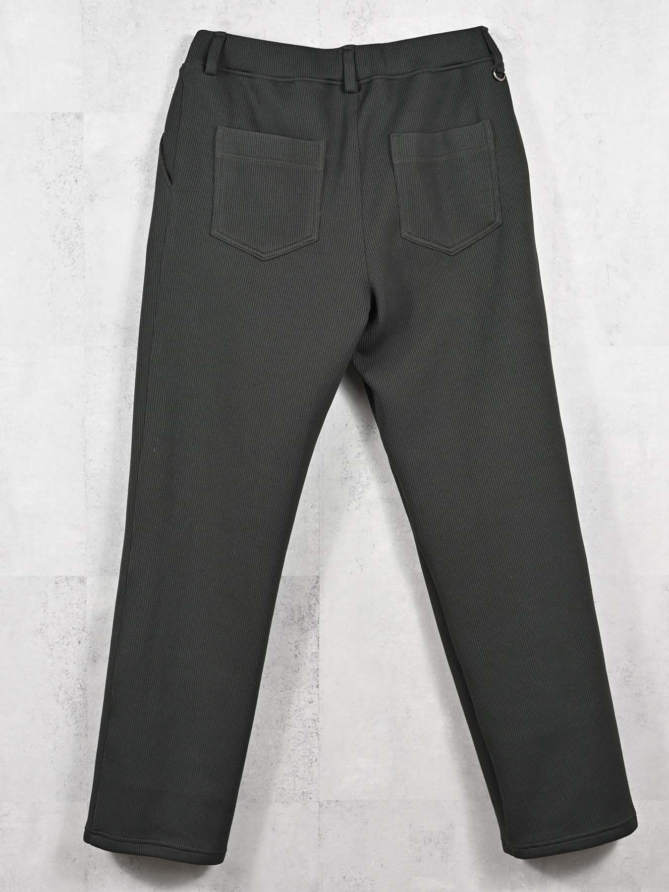 【予約品 11月16日(日) 締切】AZE  WIDE TUCK PANTS / 畔編みニット セミワイドシルエット ワンタック イージーパンツ / カーキ