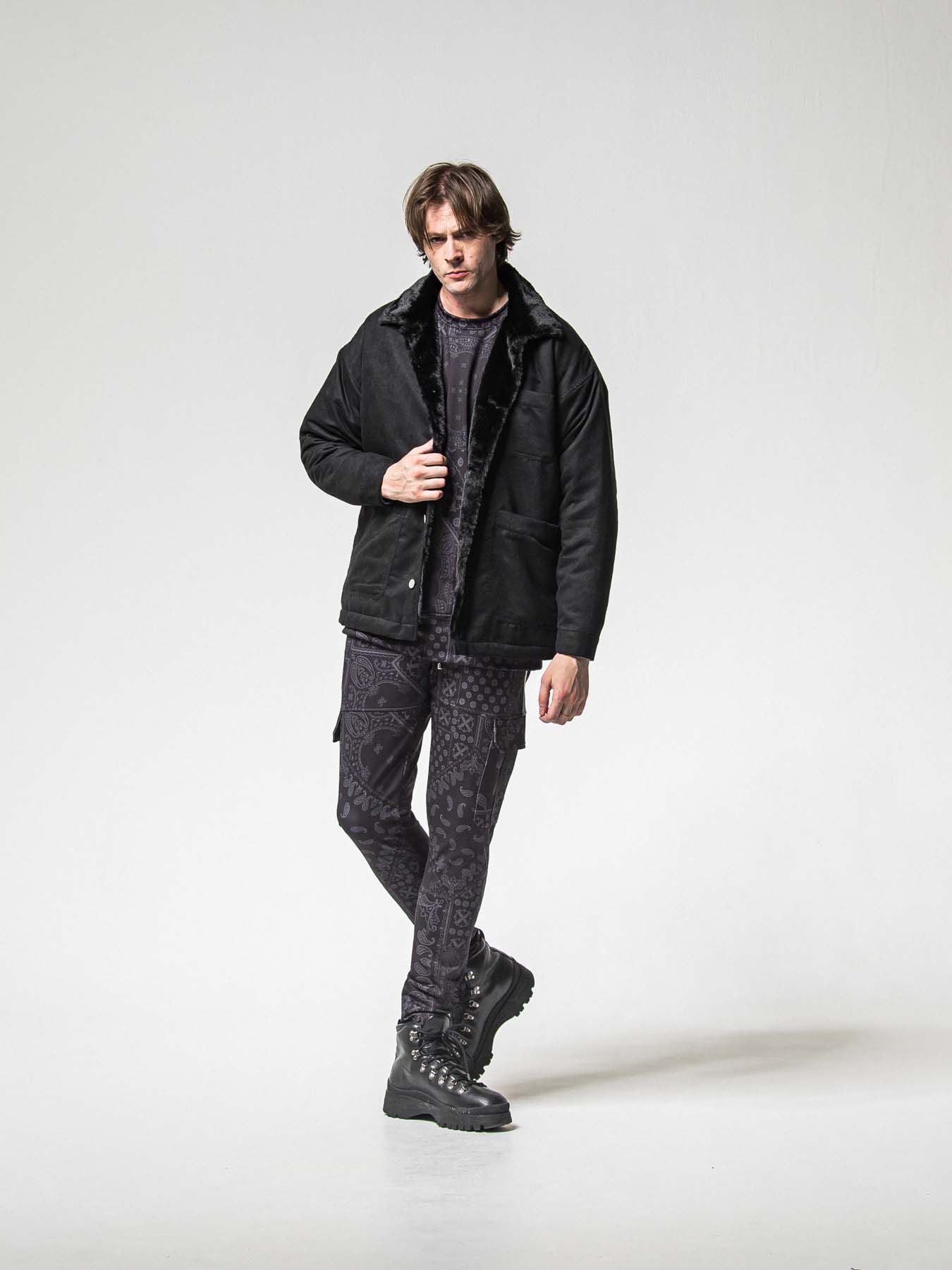 【予約品 】SUEDE FUR CAVER ALL / スウェードファーカバーオール / ブラック