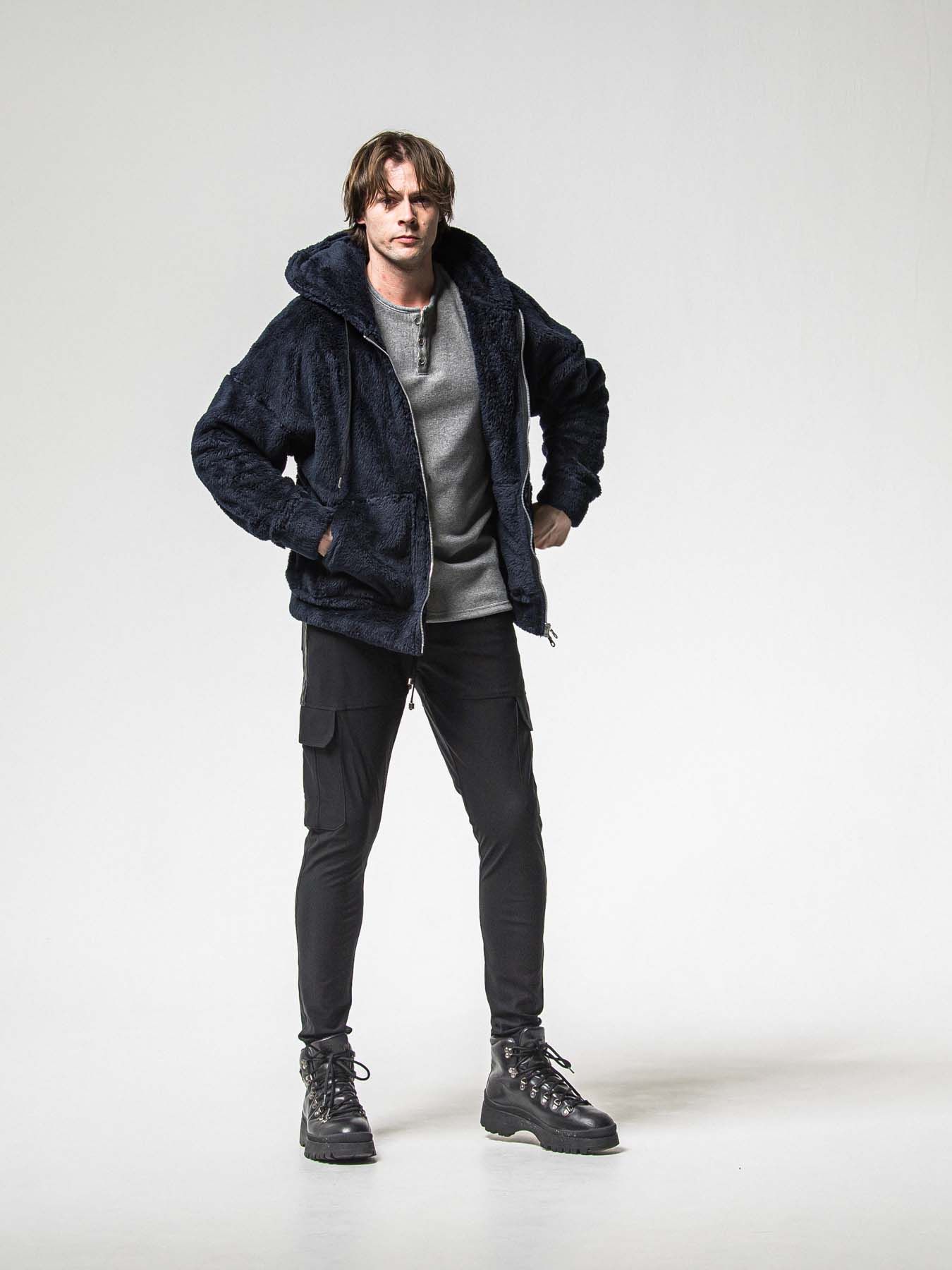【予約品 8月31日(日) 締切】VELOURS FLEECE THERMAL HENRY / ベロアフリース サーマル ヘンリーネック / グレー