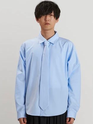 共生地ネクタイ付シャツ サックス  【NOID.】