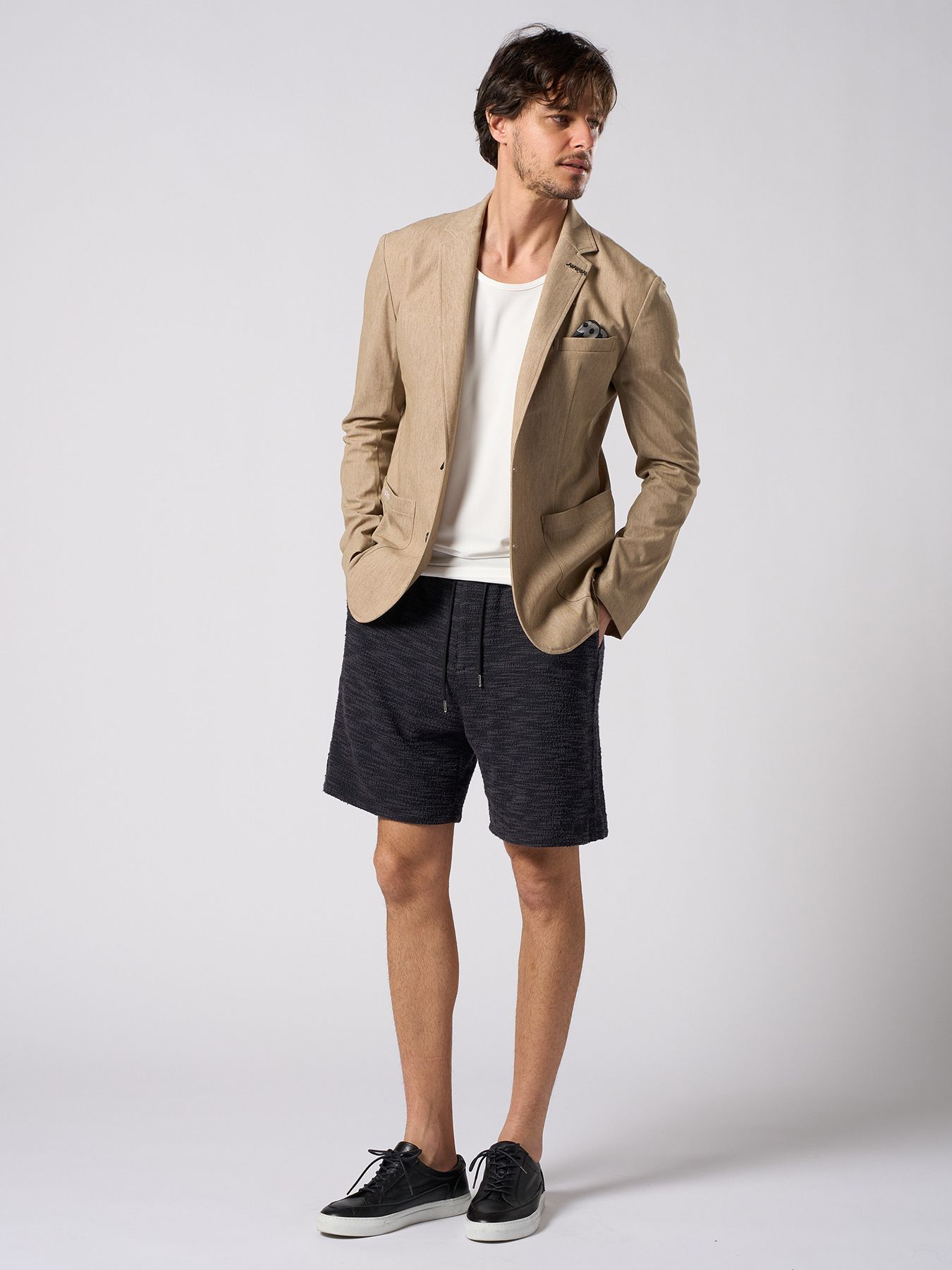 【予約品 1月25日(日) 締切】muta × wjk collection：knit jacquard relax shorts / ニットジャガード リラックスショーツ / ブラック