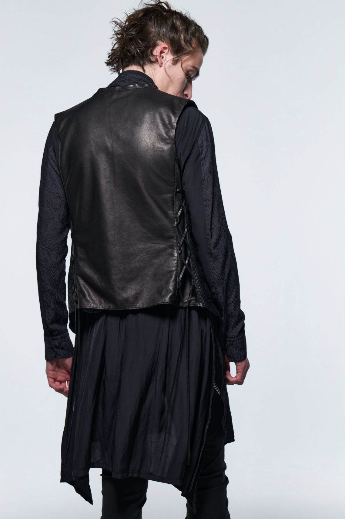 《予約品》パイソンレースアップベスト PythonLaceUpVest / ブラック 【kiryuyrik】 2023年3月以降入荷予定