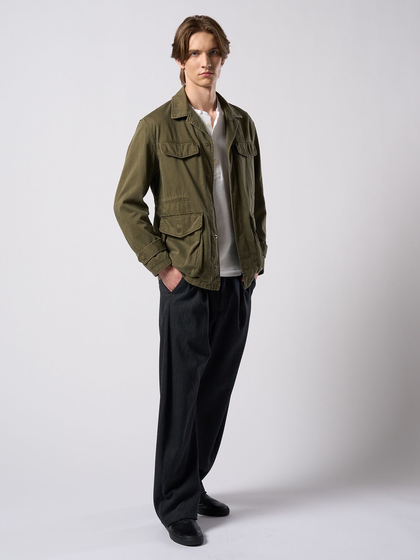 【予約品 4月19日(日) 18時締切】sulfur dyed M47 shirt / 硫化染め M47シャツ / フェードカーキ