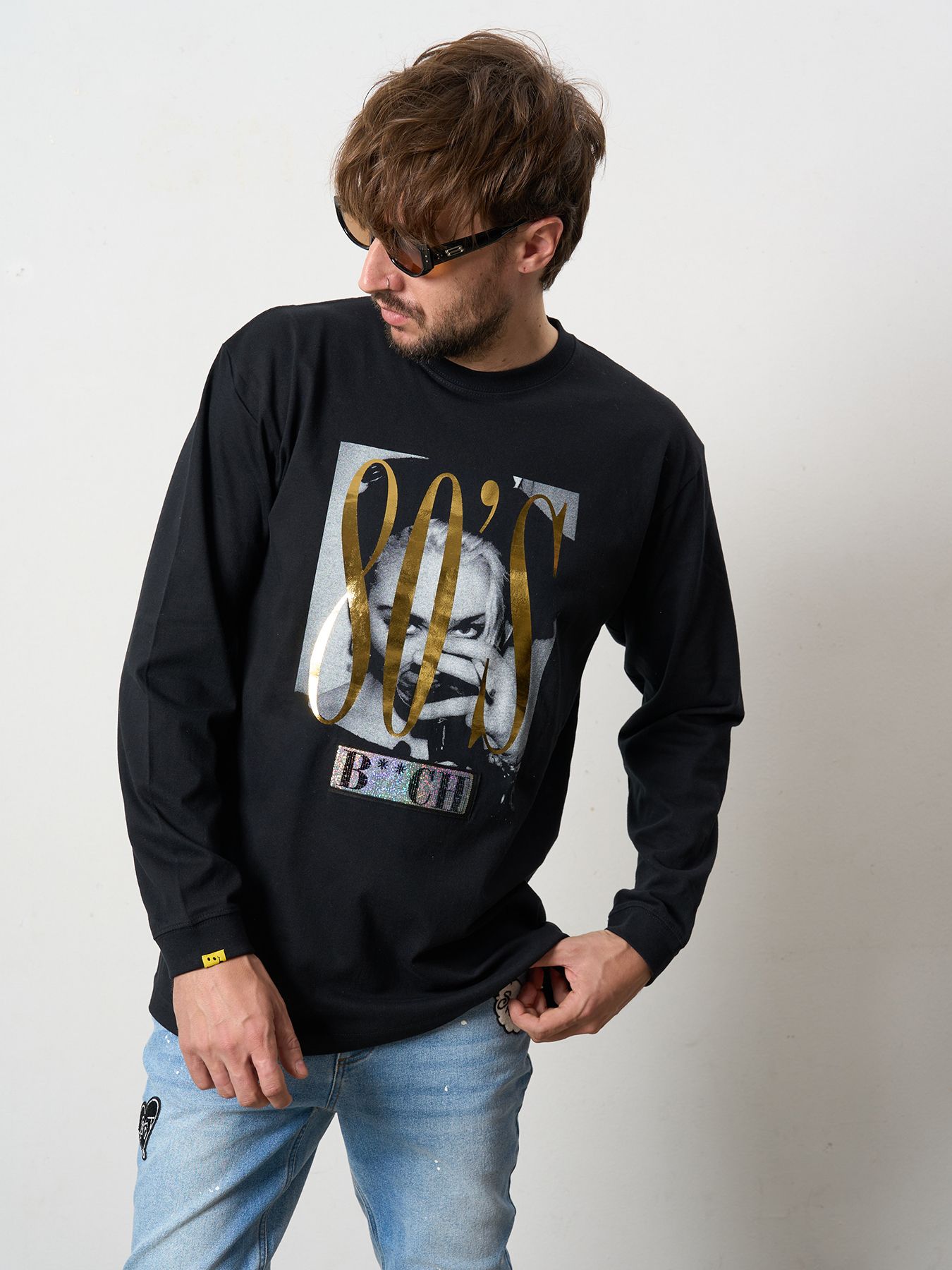 【予約品 5月8日(木) AM10時 締切】 5.6ozコットン天竺 80S QUEEN シークインLS Tシャツ / ブラック