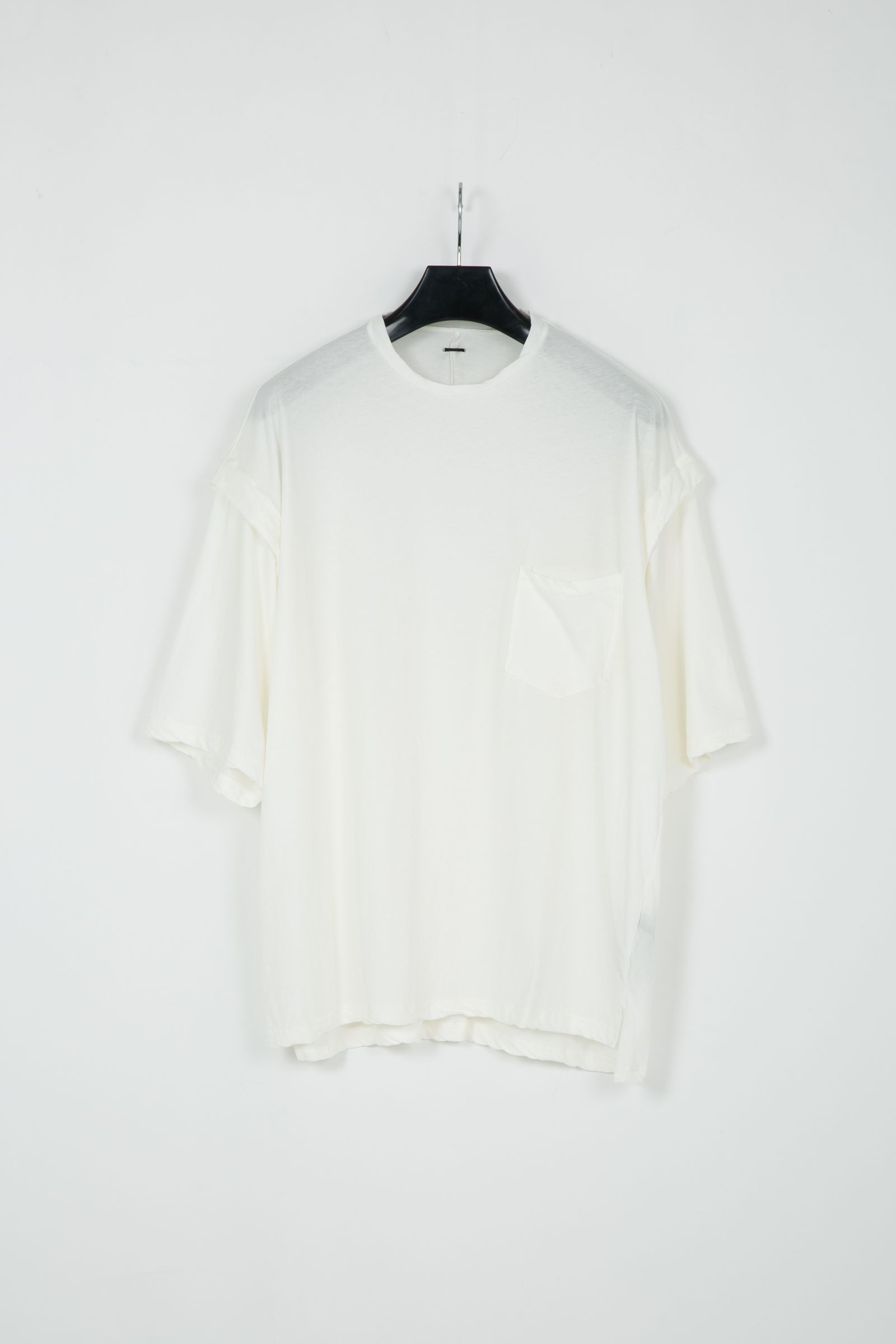 Hard Twist Cotton Oversize Layered Crew Neck T-shirt    / ホワイト 【STRUM】